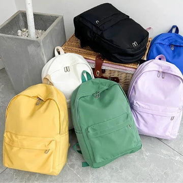 Xajzpa High Quality New Waterproof Nylon Women Backpack Female Travel Bag Backpacks Schoolbag for Teenage Girls Solid Color Bookbag
